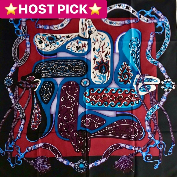 Hermes Accessories - Hermès FESTIVAL DES AMAZONES Blue Silk Scarf